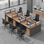 4-Way Office Brown Workstation - Image 2